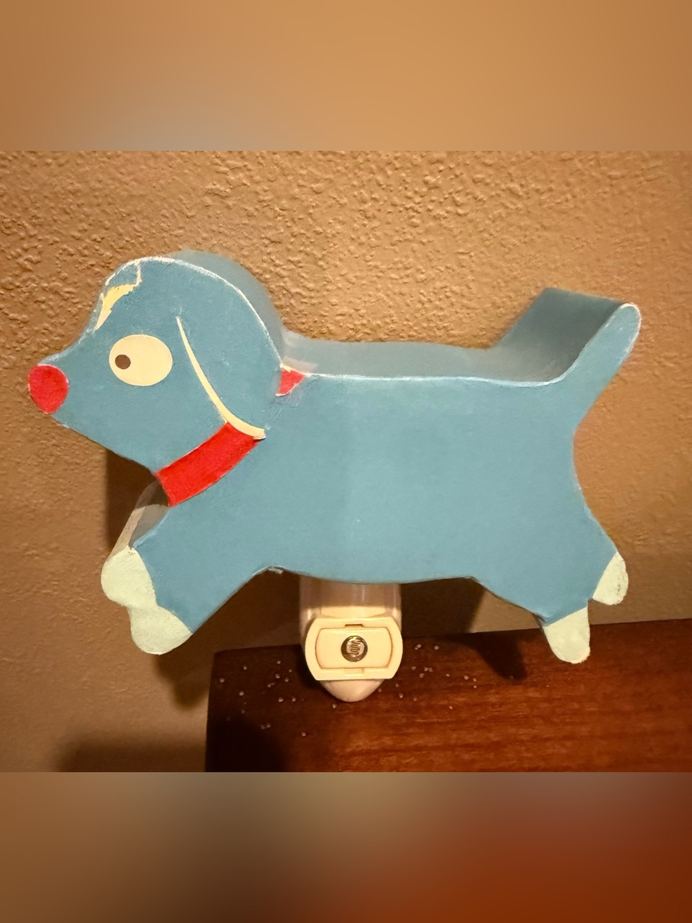 Vintage 2005 Kitsch Blue Puppy Dog Plug-In Night Light Nursery Decor